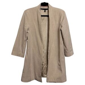 Eileen Fisher 3/4 Sleeve Open Front Ivory Lined Cardigan Blazer Size M